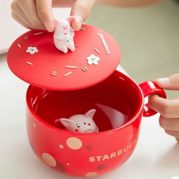 LAST 1🎊2020 Starbucks Red Mug with Pig and Rubber Lid - Picture 6 of 9